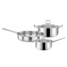 Cookware 3 Piece Stainless Steel Cookware Set Pan Frying Pan Soup Pot Milk Pot Induction Cooker Set Home Cooking