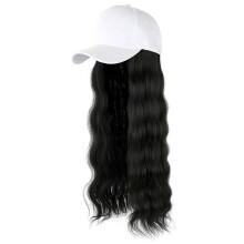 Synthetische lockige Perücken-Haar-Baseballmütze mit-Schwarz