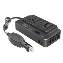 200W Car Power Inverter, 12V to 110V Converter with 2 Outlets and 4 Charging, 3.0 Ports, USB PD/QC Car-Essenti Fast