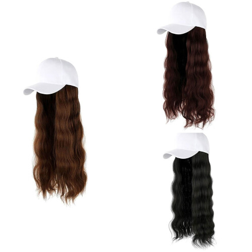 Synthetische lockige Perücken-Haar-Baseballmütze mit-Schwarz 1