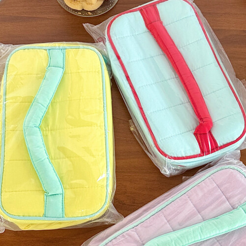 Stilvolle Kosmetiktasche mit Farbkontrast, geräumiger-Grün 1