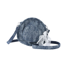 Zarte, von einem Hut inspirierte Jeans-Umhängetasche,-Tiefblau