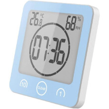Orologio digitale impermeabile per doccia, timer, sveglia, display LCD multifunzionale, monitoraggio della temperatura e dell'umidità, comandi touch