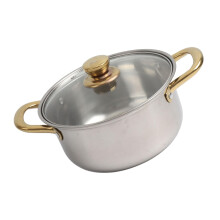Set of Stainless Steel Pots, Stainless Steel Pots and Pans Set The Golden Handle Easy to for Frying