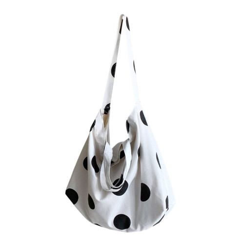 Modern Korean Dotted Shoulder Bag Lightweight Spacious-White