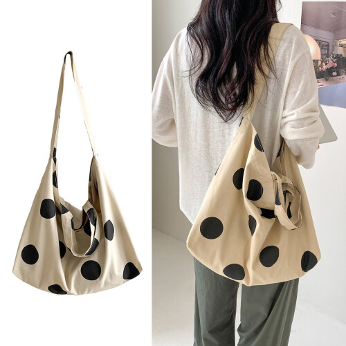 Modern Korean Dotted Shoulder Bag Lightweight Spacious-White 2