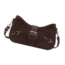 Elegante crossbodytas met studs, ruime schoudertas-Koffie kleur