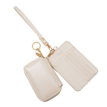 Portefeuille porte-clés, pochette double détachable,-Blanc