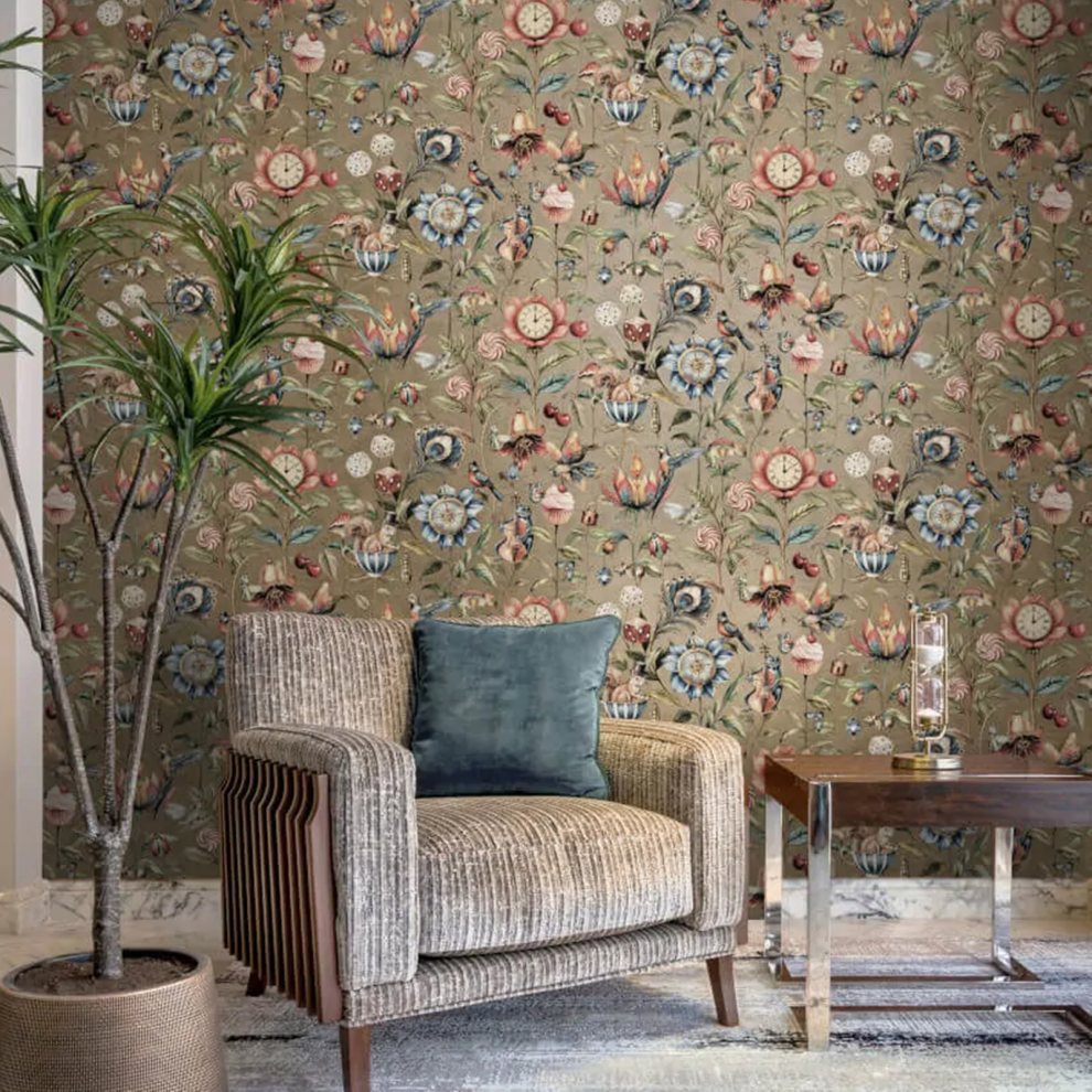 Holdens Gold Curious Creatures Wallpaper Floral 5061103677464