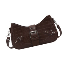 Elegante crossbodytas met studs, ruime schoudertas-Koffie kleur