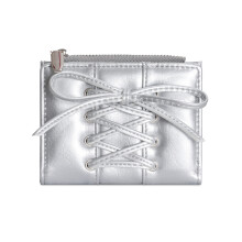 Vrouwen Bifold Portemonnee Eenvoudige Korte Portemonnee-Zilver