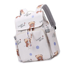 Ruime luierschoudertas Modieus printontwerp Praktisch-Beige beer