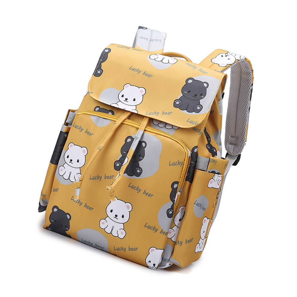 Compact Diaper Organizer Bag Easy Carry Handle- Bear Yellow