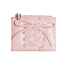Simple Wallet for Girl PU Leather Coin Bag Short-Light pink