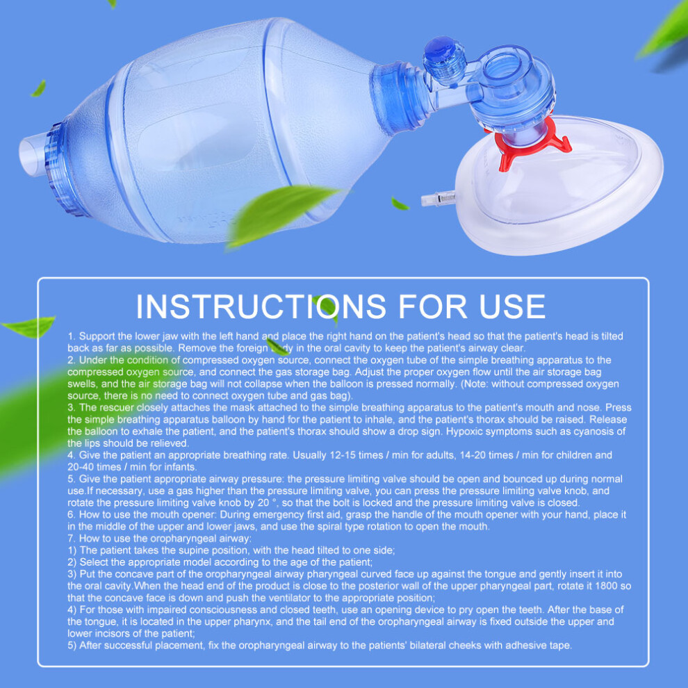 PVC Adult Manual Resuscitator Breathing Tube, Emergency Oxygen Tool