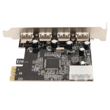 4-Port PCIe zu USB 2.0 Karte mit 4-Pin-Stromanschluss für Desktop-Gehäuse