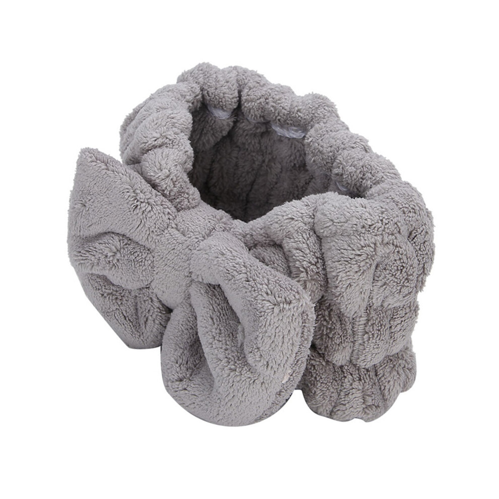 Unisex Orange,Grey Water-Absorbing Gray Coral Fleece Hairbow Headband For Makeup & Hair Looks