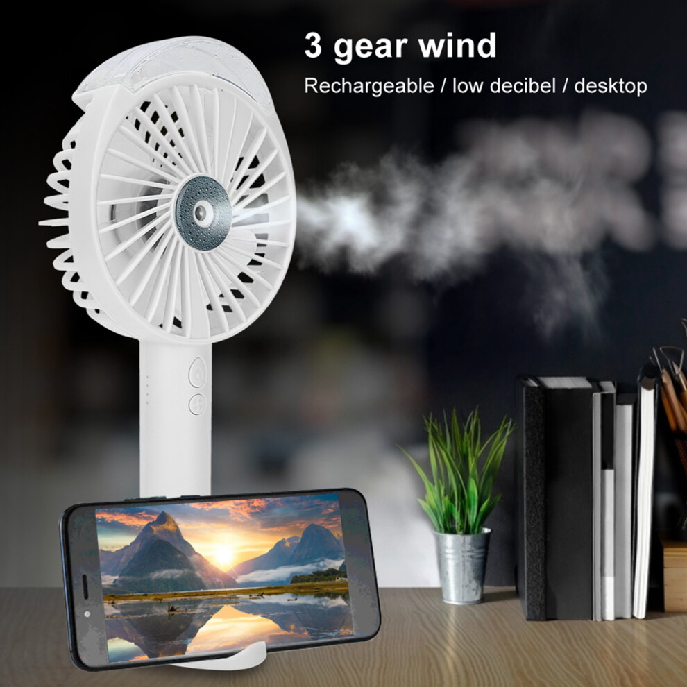 Compact Desktop Humidifying Fan Mini Mist Spray Water Humidifier White 7901362252423