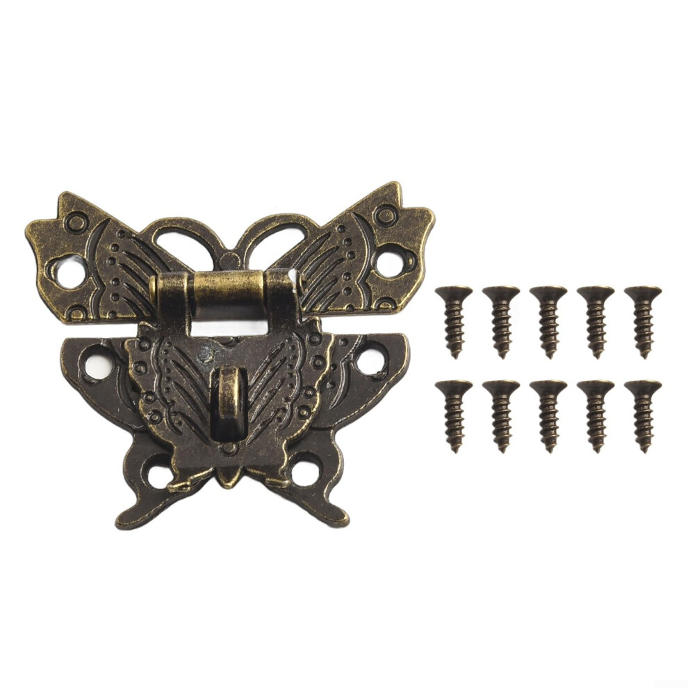 Antique Bronze Butterfly Locking Hasp For Jewelry Boxes And Collectibles (Green Bronze) 9339159274347