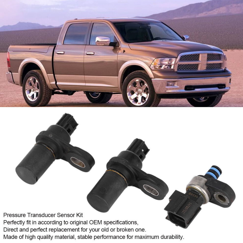 3Pcs Pressure Transducer Sensor Kit For Chrysler Dodge Jeep, Black 8001362254072