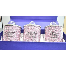 Crushed Diamond Tea, Coffee, Sugar Pink Jar 15 Cm