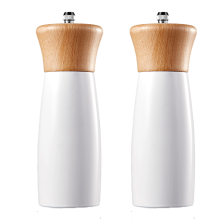 Moulin à épices manuel rechargeable, en bois massif, avec broyeur en céramique à mouture réglable, corps en bois naturel et acier inoxydable de
