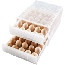 Kjøleskapsorganisator med tidsminne, eggbeholder for tydelig synlighet, eggfriskhet, støvtett, fuktsikker skuff med to lag (gjennomsiktig)