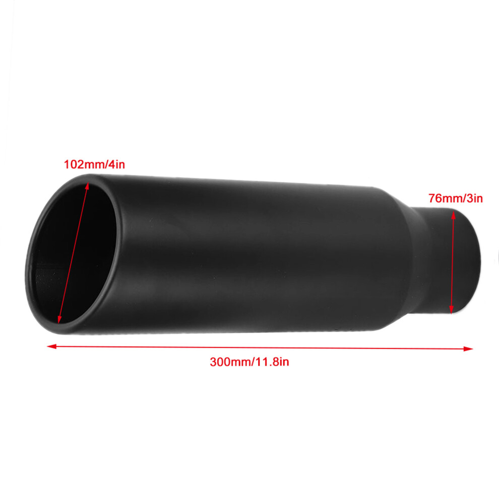 Stainless Steel Exhaust Pipe 80Mm/3.1In Inlet 102Mm/4In Outlet Universal Black 4611362257399