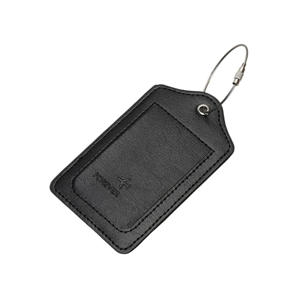 Practical Pu Metal Lanyard Luggage Labels For Travel- Black 7754000357802