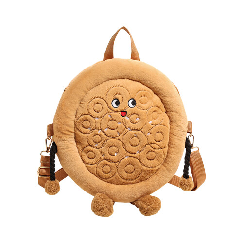 Fuzzy Naan Bread Inspired Plush Crossbody Bag Adjustable-L 1