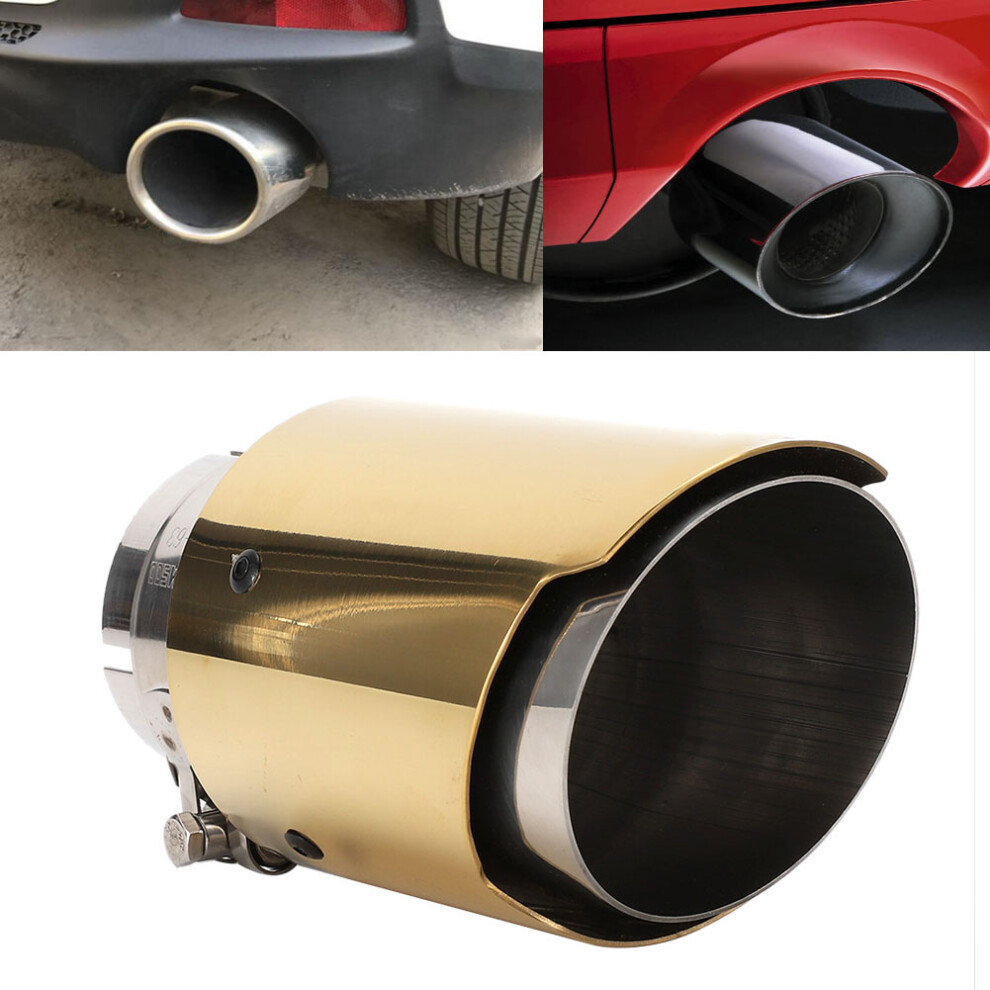 Stainless Steel Car Exhaust Tail Tip 63Mm Inlet 89Mm Outlet Golden 8741362258396