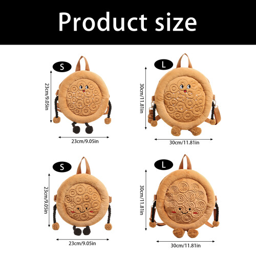 Fuzzy Naan Bread Inspired Plush Crossbody Bag Adjustable-L 1 2