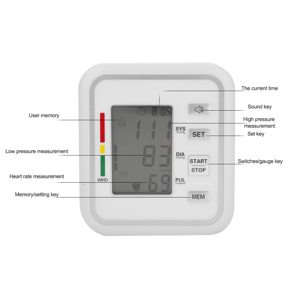LCD Digital Arm Blood Pressure Monitor Voice Broadcast 22-32cm Cuff
