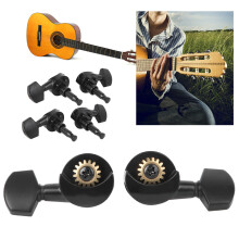 6Pcs Black Guitar Tuning Pegs Locking Tuners, 1:18 Ratio, Semi-Open
