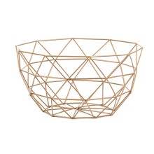 Allsidig oppbevaringskurv, stilig benkeplatedekor, geometrisk metallkurv for innendørs og utendørs bruk, sklisikker bærbar fruktskål 26x26x13,5