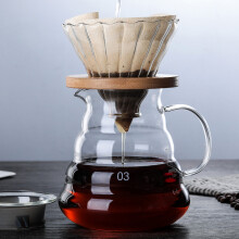 Spiralbølgedesignet hældekaffemaskine, glaskaffedrypper med bambusstativ og ergonomisk håndtag, let at rengøre, aftagelige dele, let og