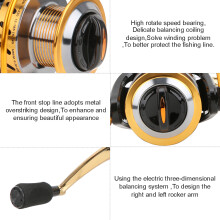 All-Metall-Salzwasser-Spinrolle MT5000 12+1 Lager Schwarz Gold