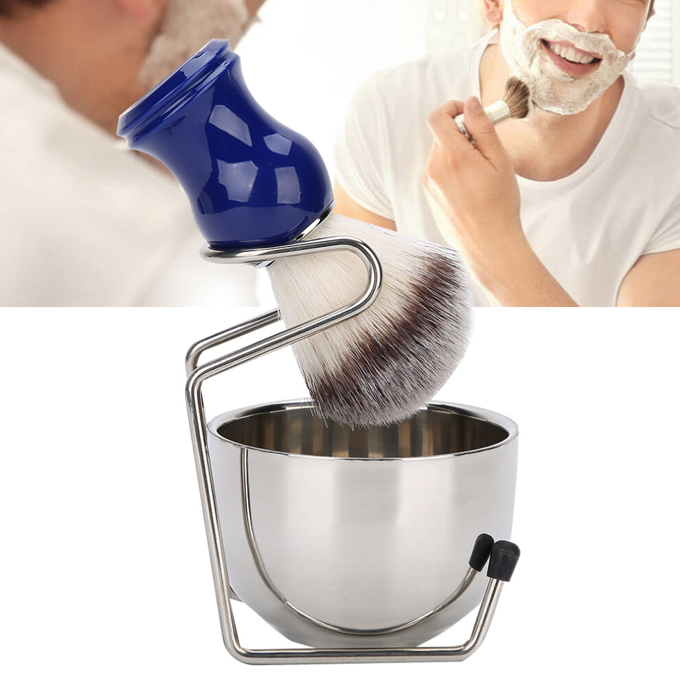 3pcs Stainless Steel Beard Shaving Kit with Brush, Bowl & Stand