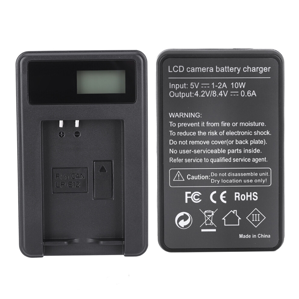 Camera Battery Charger For Lp-E12, Lcd Display, 56G Black 6911362266321