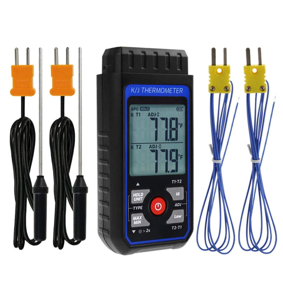 Thermocouple Thermometer Digital K Type Thermometer with 4 Thermocouples, -328-2500 Measuring Range HVAC Thermometer