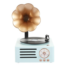 Retro Radio Portable Mini FM Radio Bluetooth Speaker Music Player with Support Play TFCard/AUX Record Bo G9B6 Microphone Vintage Blue 1pcs