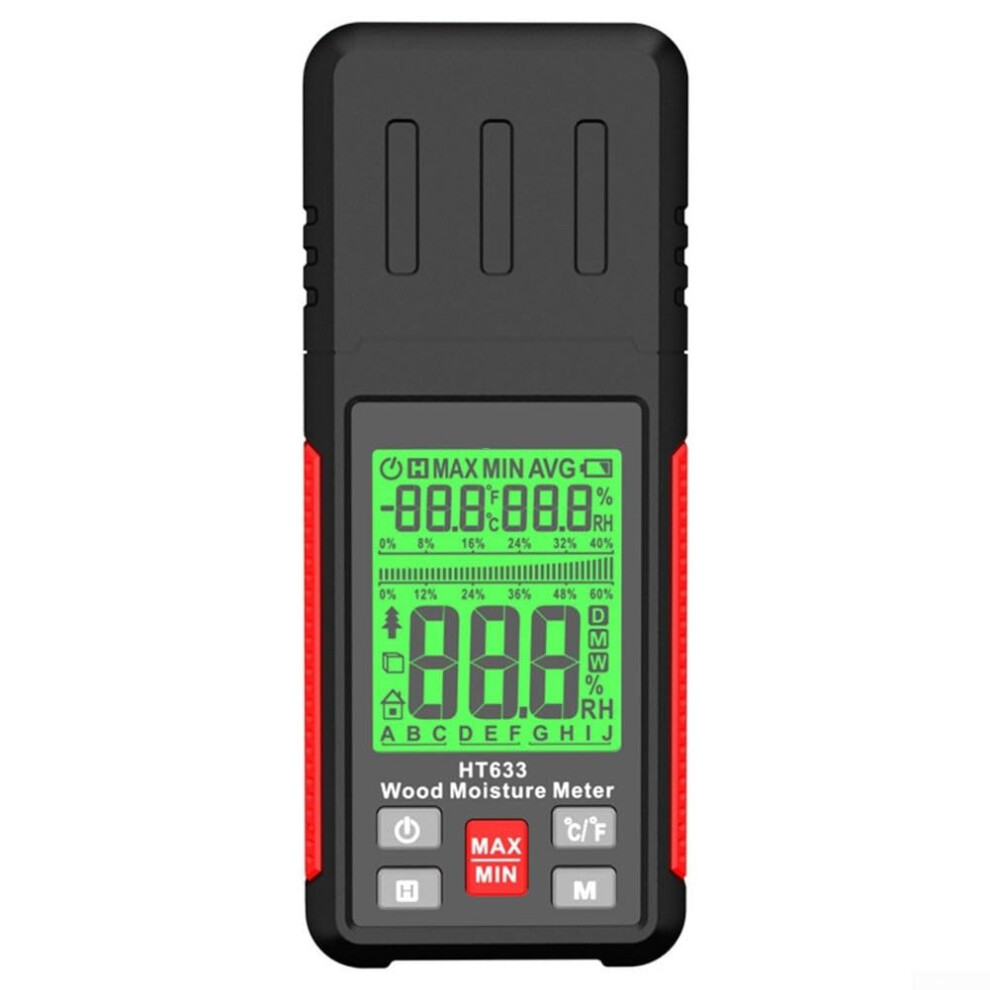 Ht633 Moisture Meter With Detachable Probe And Color Coded Lcd Screen For Precise Measurement Of Timber And Other Materials 9067246777067
