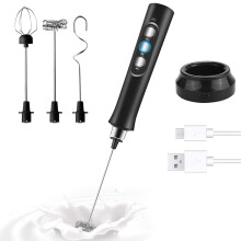 Batedeira profissional para bebidas, espumador de leite recarregável, velocidades ajustáveis, batedor de aço inoxidável, cabo ergonômico, fácil