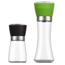 Moulin à sel et poivre en verre transparent et résistant, avec poignées manuelles, design innovant et anticorrosion (lot de 4).