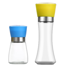 Élégante bouteille à épices, corps en verre transparent et résistant, moulin à sel et poivre en verre avec poignées manuelles, design innovant