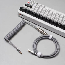 Professionelles, spiralförmiges Gaming-Tastaturkabel, Silbergrau, PE-Material