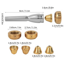 Messing Trompeten-Mundstück-Set 2B 2C 3B 3C, Silber, 8 cm