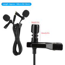 E1 Black Two Head Mini Collar Clip Microphone for Mobile, Recording, Live