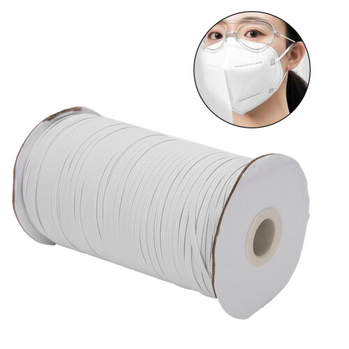 200 Yards White Face Shield Elastic Rope 3mm Flat Rubber Band 2