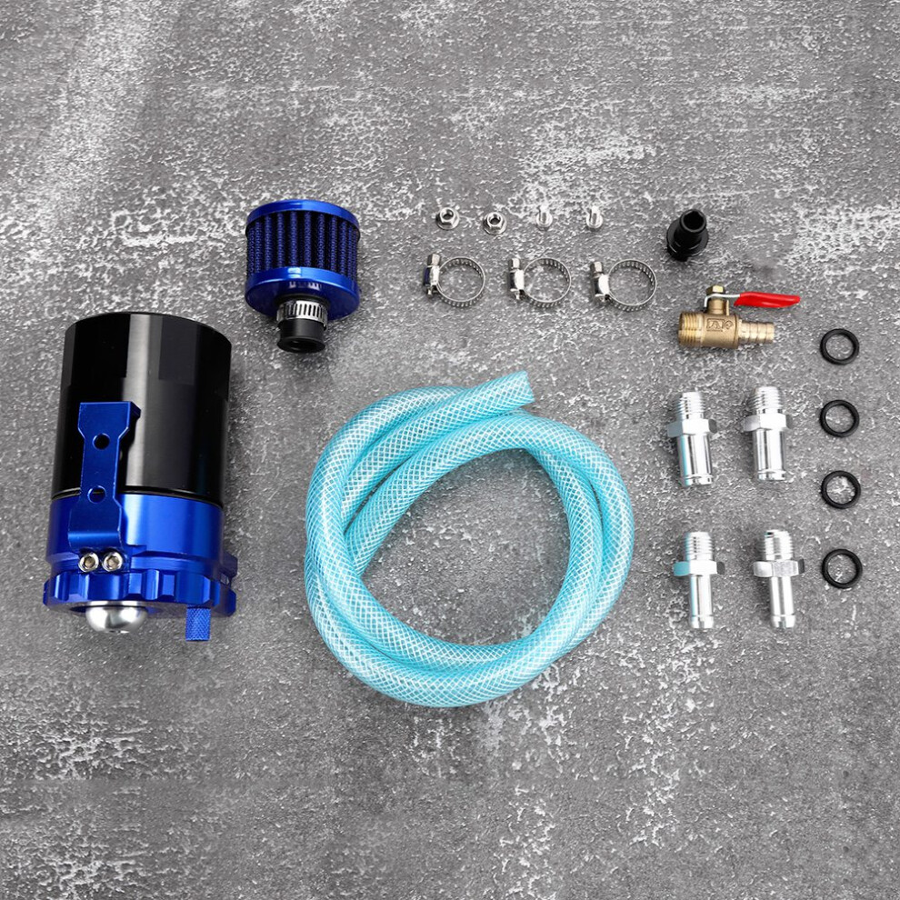 300Ml Aluminum Car Oil Catch Can Reservoir Universal Breather, Black/Blue 4991362278632